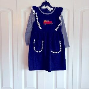 NWOT - Marie Nicole Clothing Navy Corduroy Pumpkin Boutique Dress
